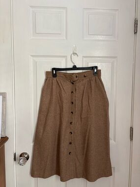 Women's Brown Button-Front A-Line Skirt